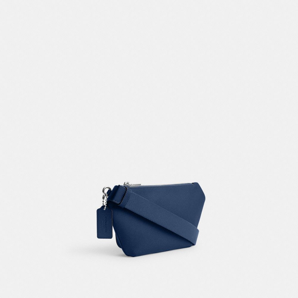 COACH®,Belt Bag With Signature Canvas Interior Detail,Canvas,Leather,Belt Bag,Logo,Scratch Resistant,Casual,Navy,Angle View