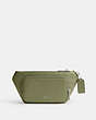 COACH®,BELT BAG WITH SIGNATURE CANVAS INTERIOR DETAIL,Crossgrain Leather,Mini,Moss,Front View