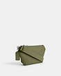 COACH®,BELT BAG WITH SIGNATURE CANVAS INTERIOR DETAIL,Crossgrain Leather,Moss,Angle View