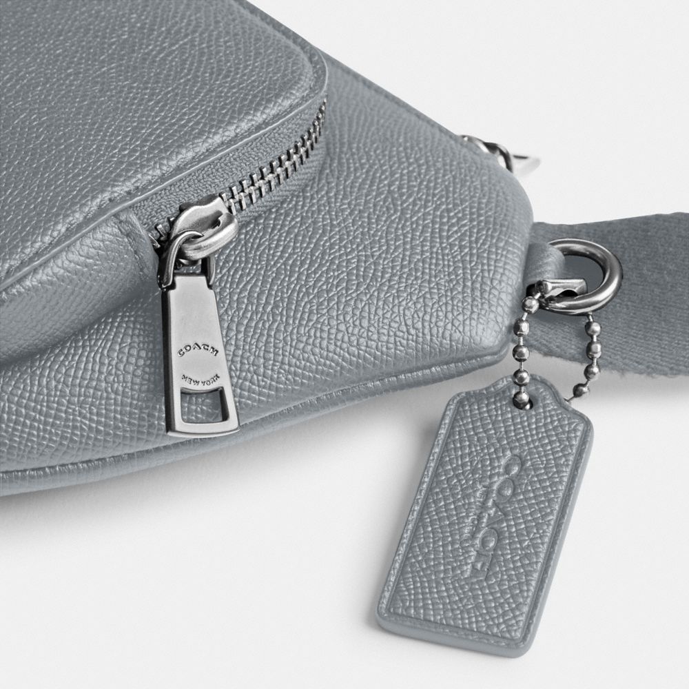 COACH®,Belt Bag With Signature Canvas Interior Detail,Canvas,Leather,Belt Bag,Logo,Scratch Resistant,Casual,Gray,Closer View