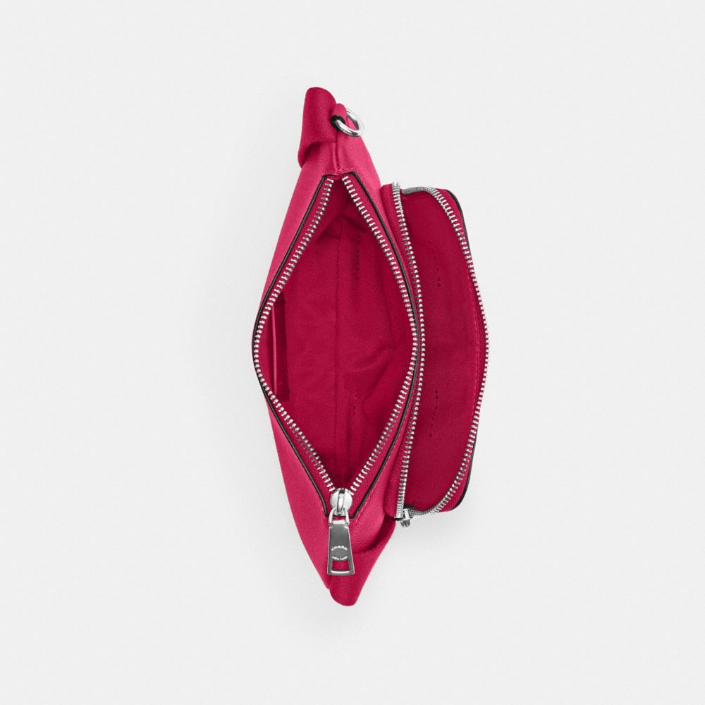 COACH®,Belt Bag With Signature Canvas Interior Detail,Canvas,Leather,Belt Bag,Logo,Scratch Resistant,Casual,Pink,Inside View,Top View