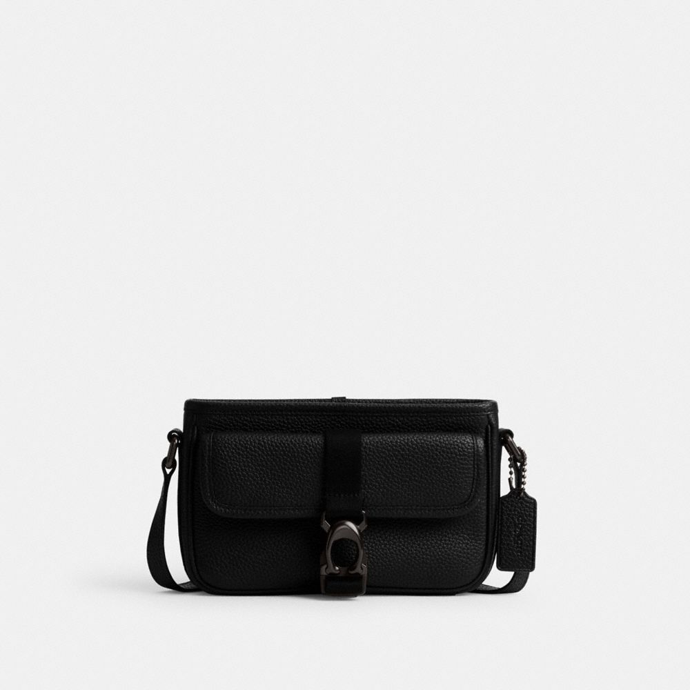 COACH®,BECK SLIM CROSSBODY,Pebble Leather,Mini,Black,Front View image number 0