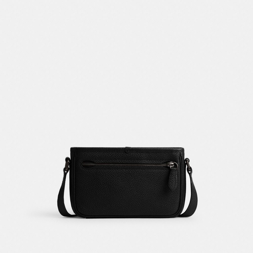 COACH®,Beck Slim Crossbody,Leather,Crossbody,Logo,Metal,Casual,Black,Back View