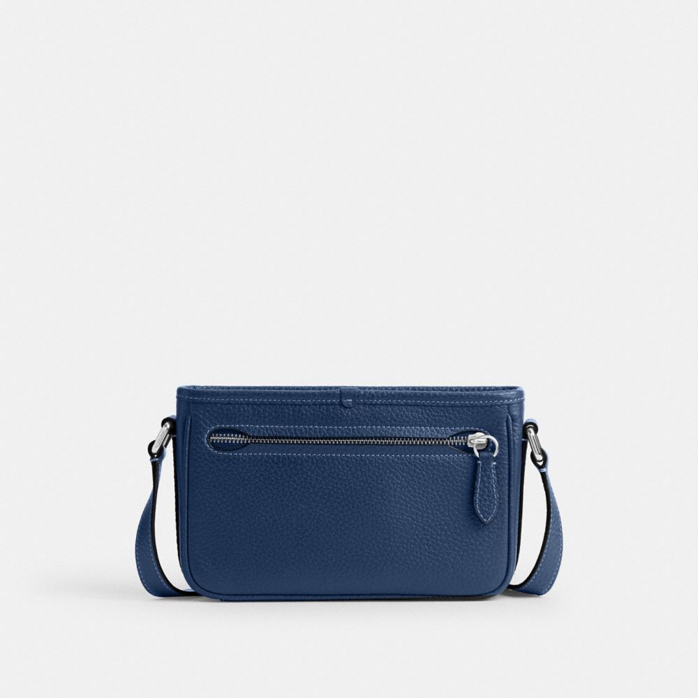 COACH®,Beck Slim Crossbody,Leather,Crossbody,Metal,Logo,Casual,Navy,Back View