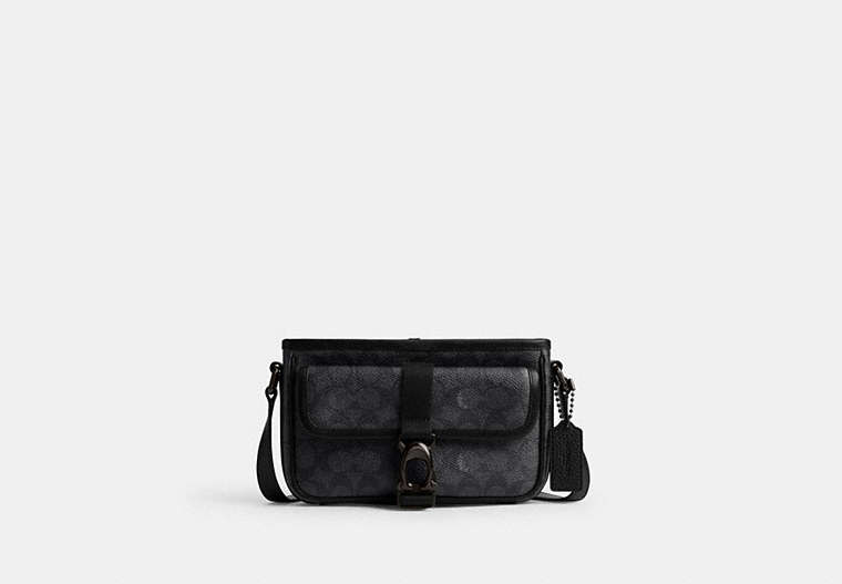 COACH®,BECK SLIM CROSSBODY IN SIGNATURE CANVAS,Charcoal,Front View image number 0