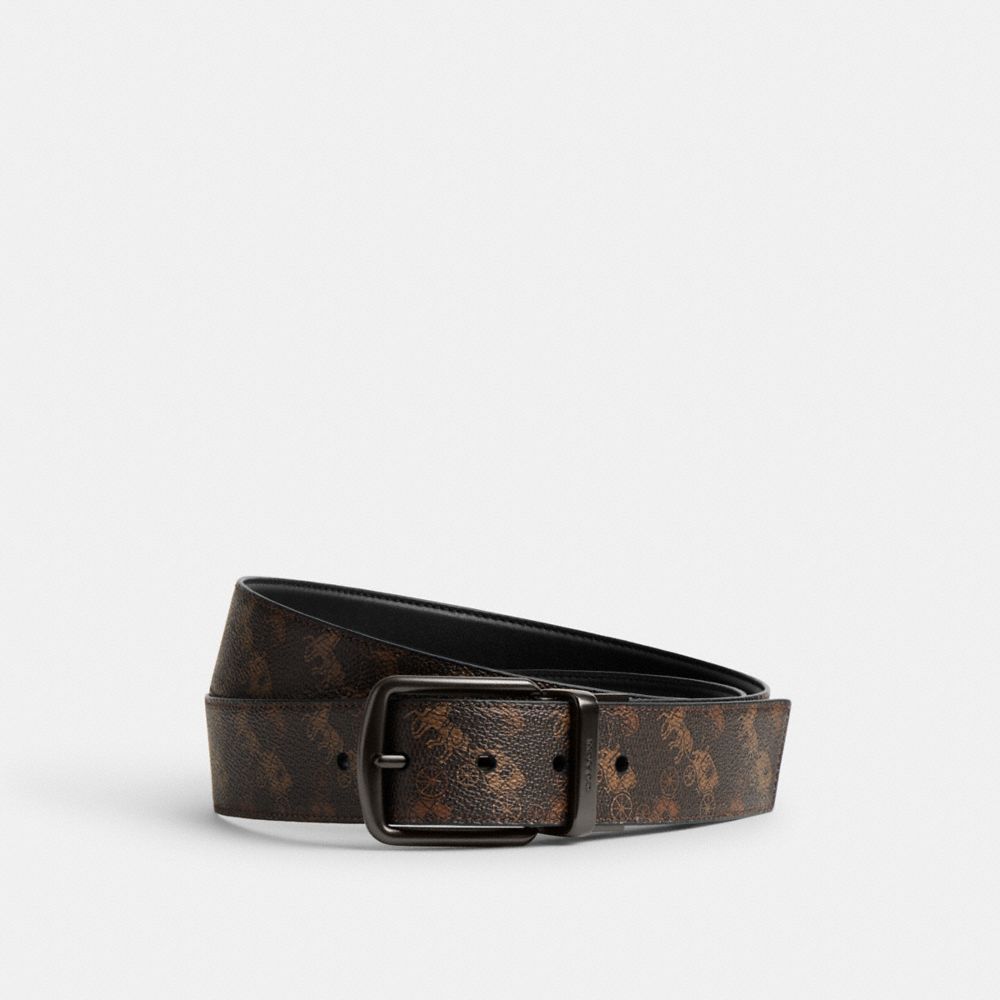 COACH®,Harness Buckle Cut To Size Reversible Belt With Horse And Carriage Print, 38 Mm,,Front View