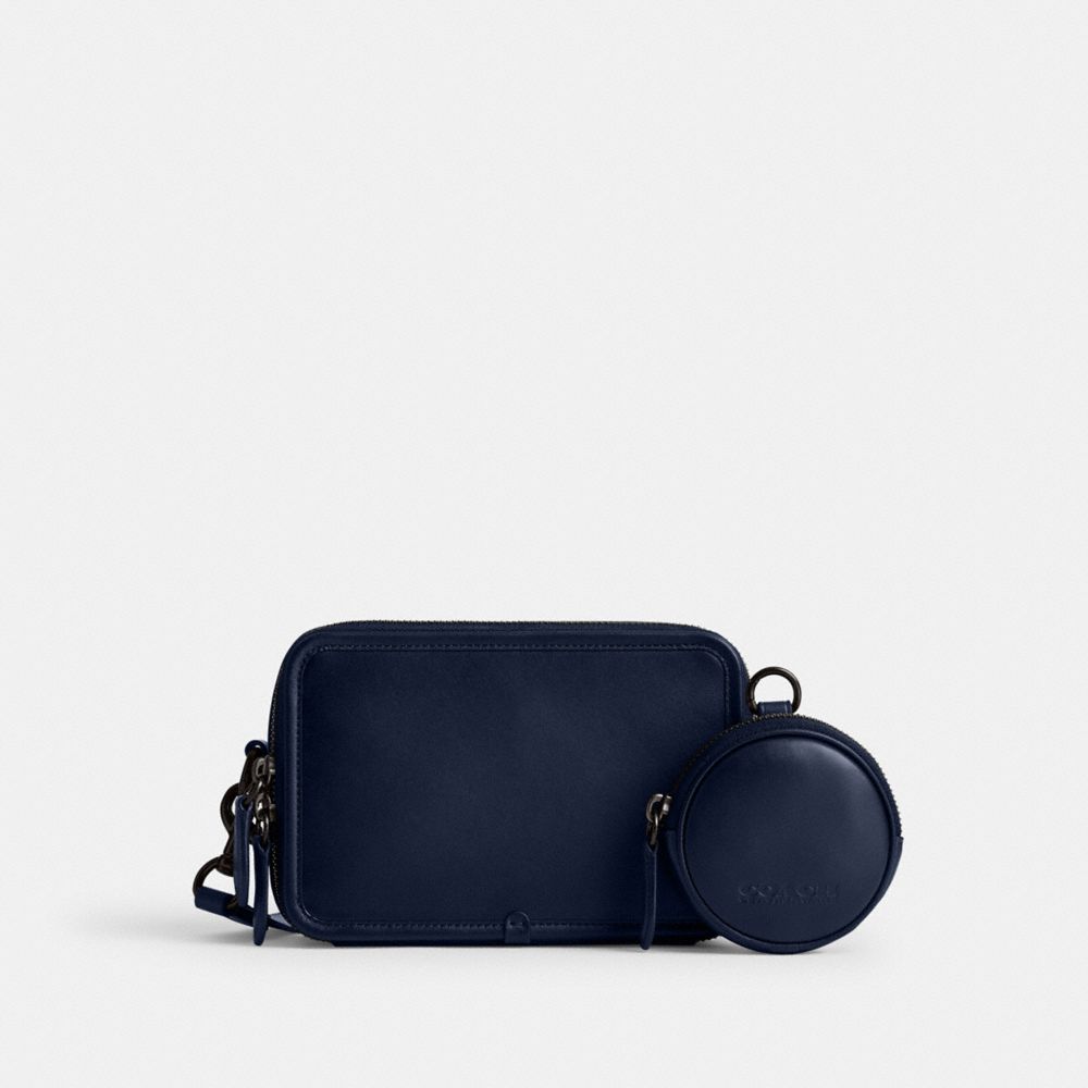 COACH®,CHARTER CROSSBODY WITH HYBRID POUCH,Glovetan Leather,Mini,Deep Blue,Front View