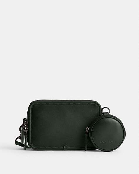 COACH®,CHARTER CROSSBODY WITH HYBRID POUCH,Glovetanned Leather,Mini,Amazon Green,Front View