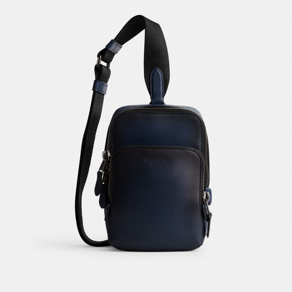 COACH®,GOTHAM SLING PACK 13,Glovetan Leather,Small,Deep Blue,Front View