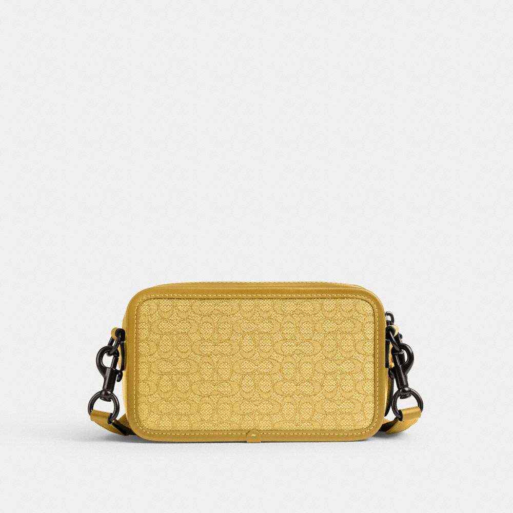 COACH®,チャーター スリム クロスボディ・マイクロ シグネチャー ジャカード,メッセンジャー&ボディバッグ,ｲｴﾛｰ/ﾌﾗｯｸｽ