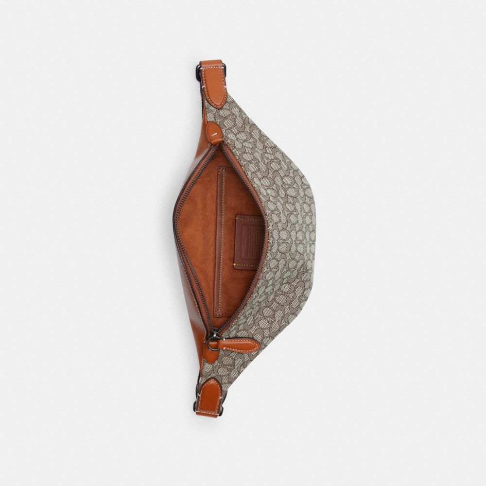 COACH®,Charter Belt Bag 7 In Micro Signature Jacquard,Calfskin Leather,Belt Bag,Leather Embellishment,Casual,,Inside View,Top View