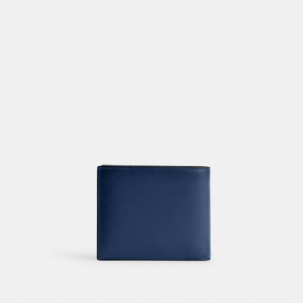 COACH®,PORTEFEUILLE 3 EN 1,Cuir tanné à gant,Bleu Profond,Back View