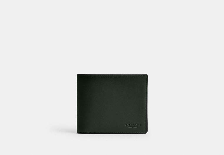 COACH®,3-IN-1 WALLET,Glovetanned Leather,Amazon Green,Front View
