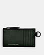 COACH®,ZIP CARD CASE,Glovetanned Leather,Amazon Green,Back View