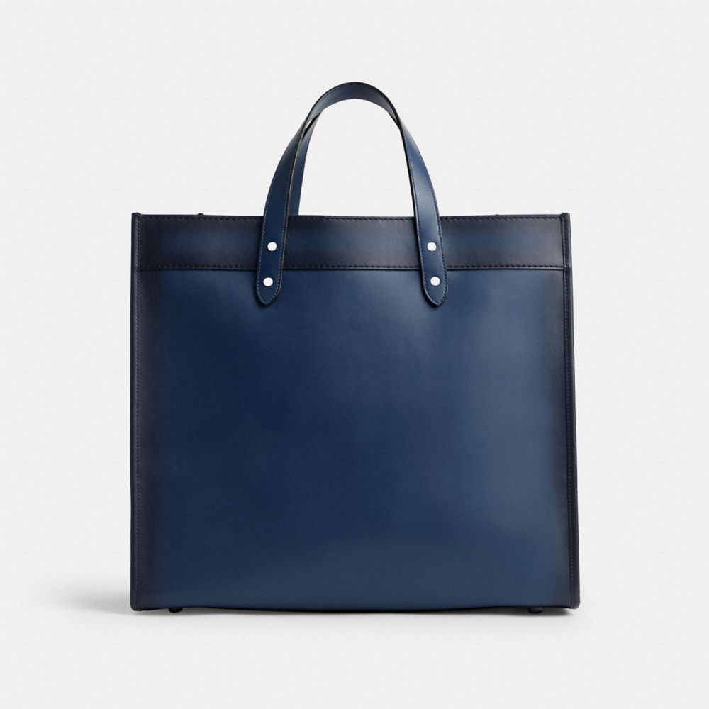 COACH®,FIELD TOTE BAG 40,Glovetan Leather,X-Large,Deep Blue,Back View