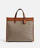COACH®,FIELD TOTE 40 IN MICRO SIGNATURE JACQUARD,Signature Jacquard,X-Large,Cocoa/Burnished Amber,Front View