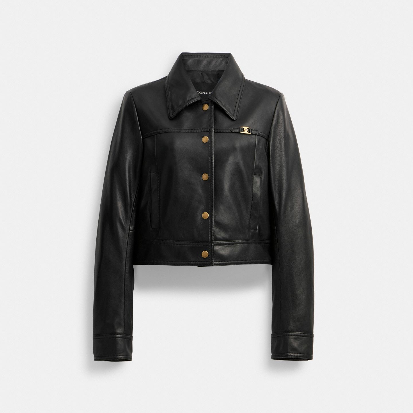 Женская куртка Coach Heritage C Snap Front Shrunken, цвет: Чёрный — фото 1