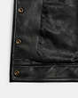 COACH®,HERITAGE C SNAP FRONT SHRUNKEN JACKET,Leather,Black,Inside View,Top View