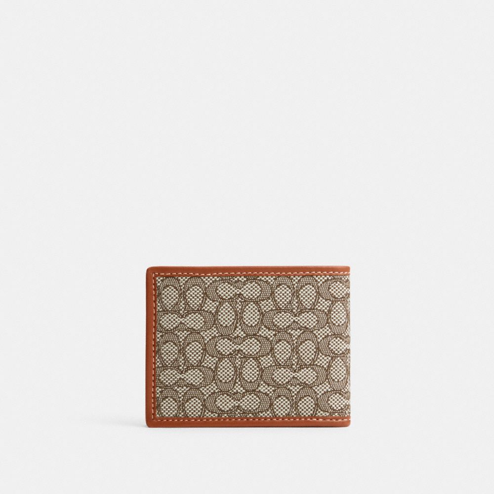 COACH®,Slim Billfold Wallet In Micro Signature Jacquard,,Back View