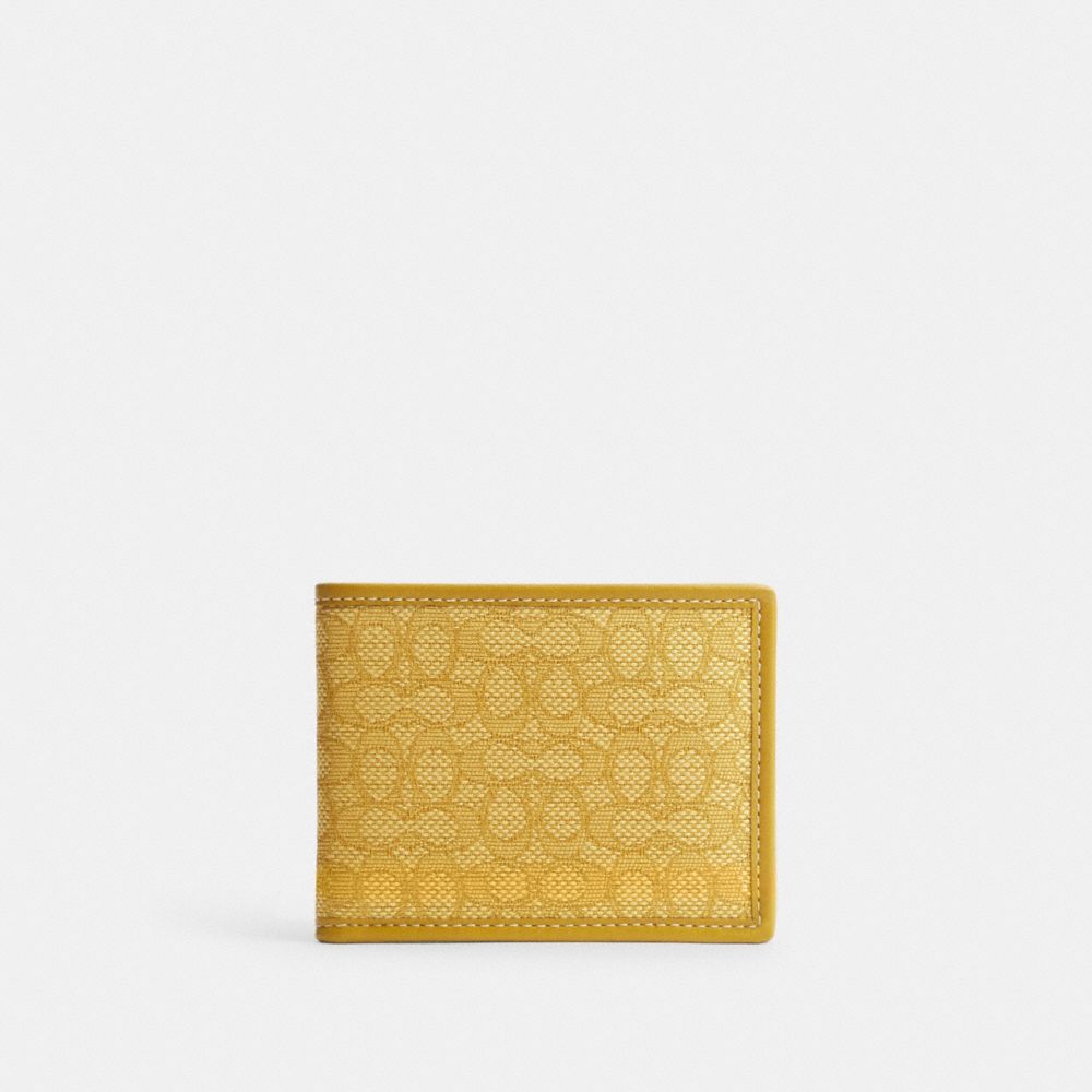 COACH®,Slim Billfold Wallet In Micro Signature Jacquard,,Front View
