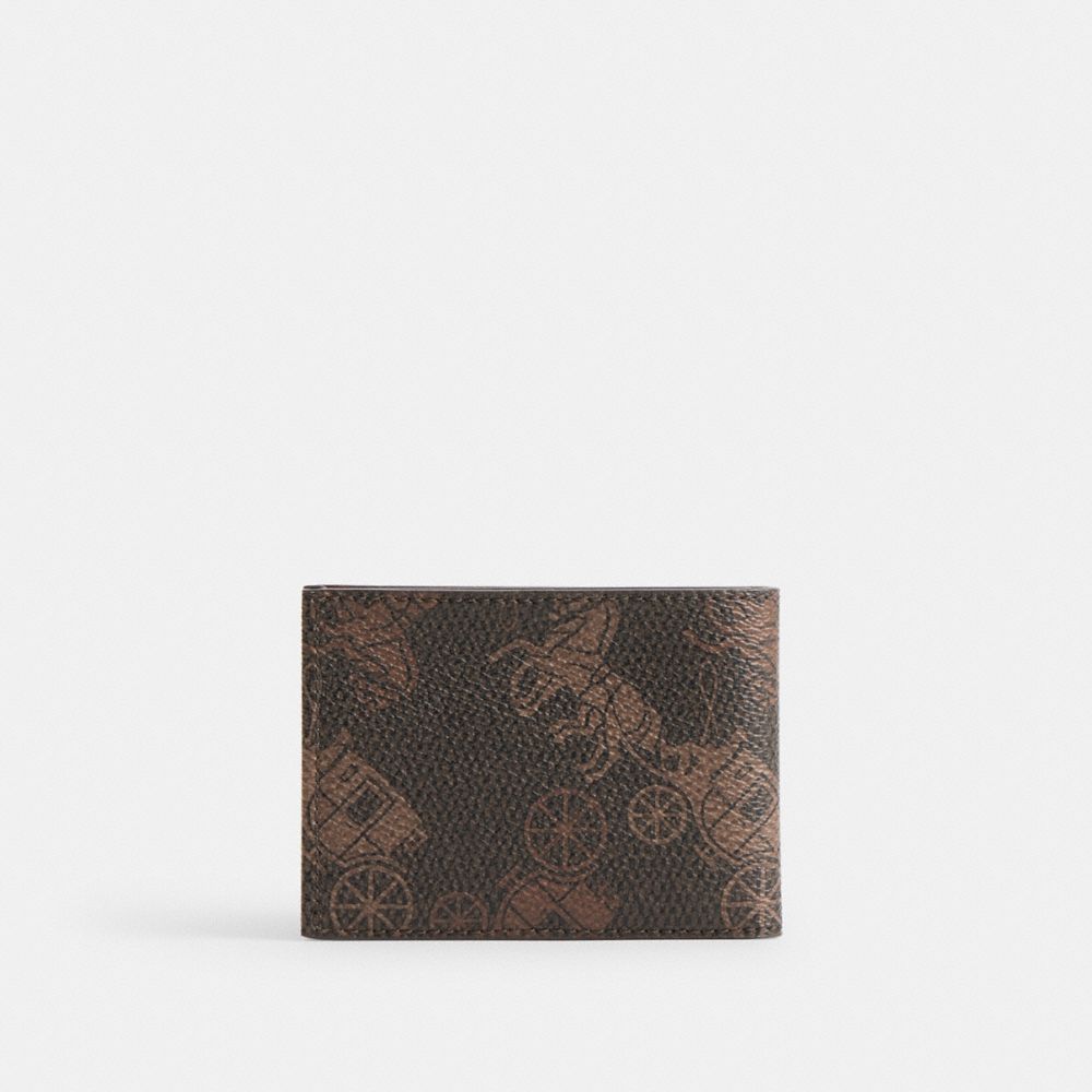 COACH®,Slim Billfold Wallet With Large Horse And Carriage Print,,Back View