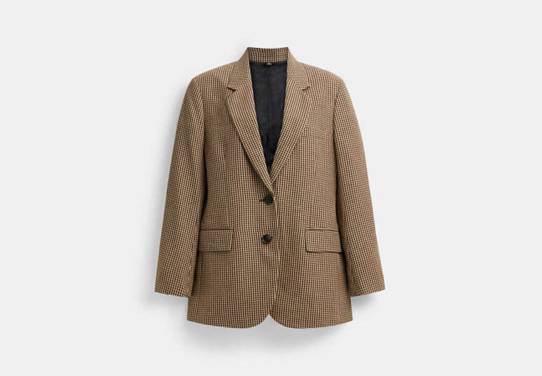 COACH®,RELAXED BLAZER,Brown/White,Front View image number 0