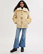 COACH®,ALL OVER COLORBLOCK SHEARLING COAT,Ivory Multi,Scale View