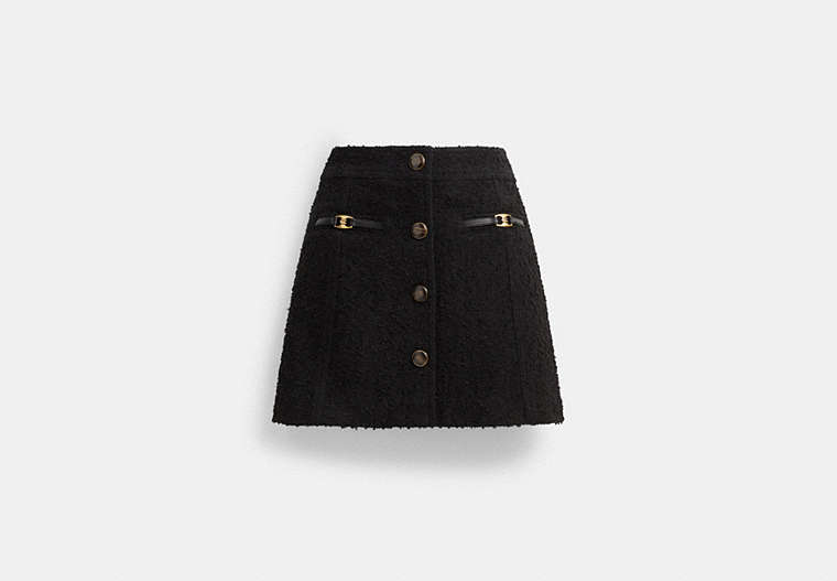 COACH®,BOUCLE MINI SKIRT,Black,Front View image number 0