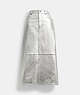 COACH®,LEATHER LONG SKIRT IN SILVER METALLIC,Silver,Front View