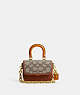 COACH®,ROGUE TOP HANDLE 12 IN SIGNATURE TEXTILE JACQUARD,Signature Jacquard,Brass/Cocoa Burnished Amb,Front View