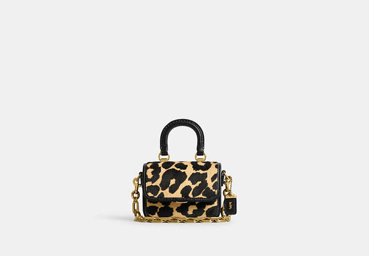 COACH®,ROGUE TOP HANDLE 12 IN HAIRCALF WITH LEOPARD PRINT,Haircalf Leather,Brass/Leopard,Front View