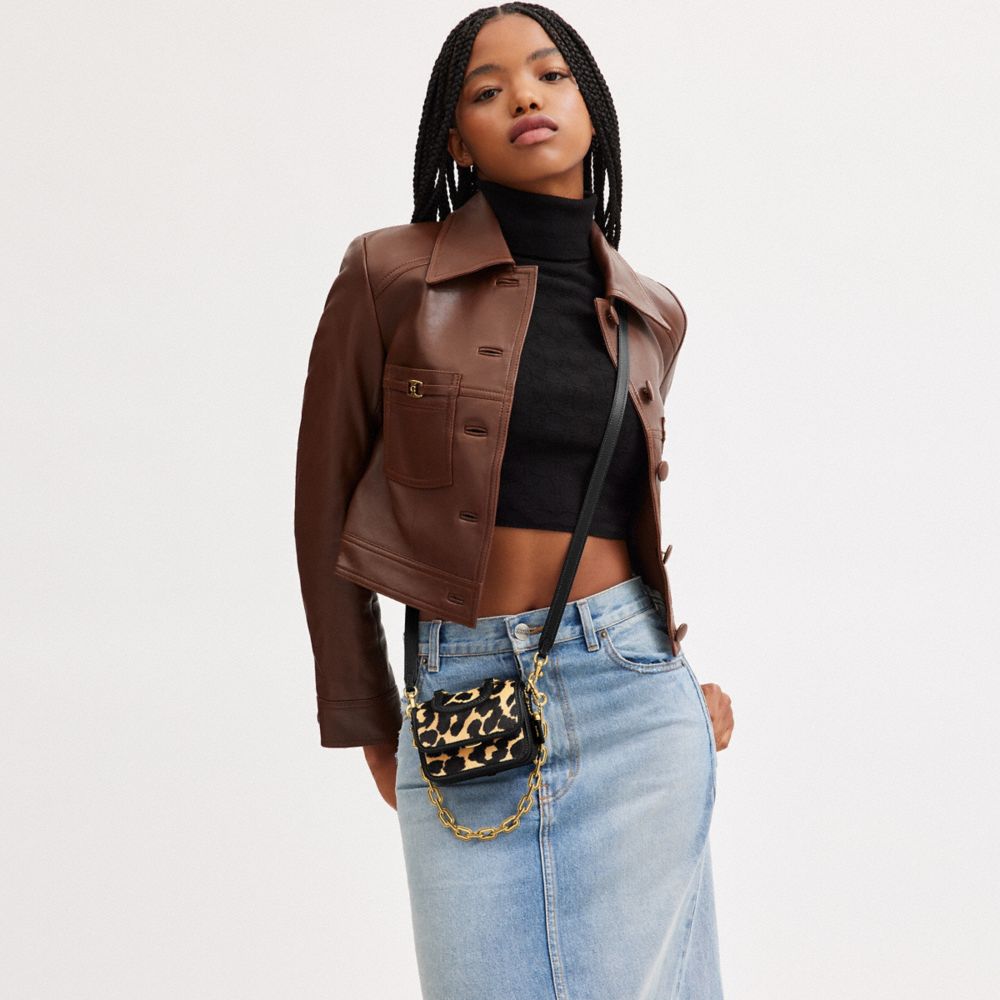 COACH®,Rogue Top Handle Bag 12 In Haircalf With Leopard Print,,Detail View