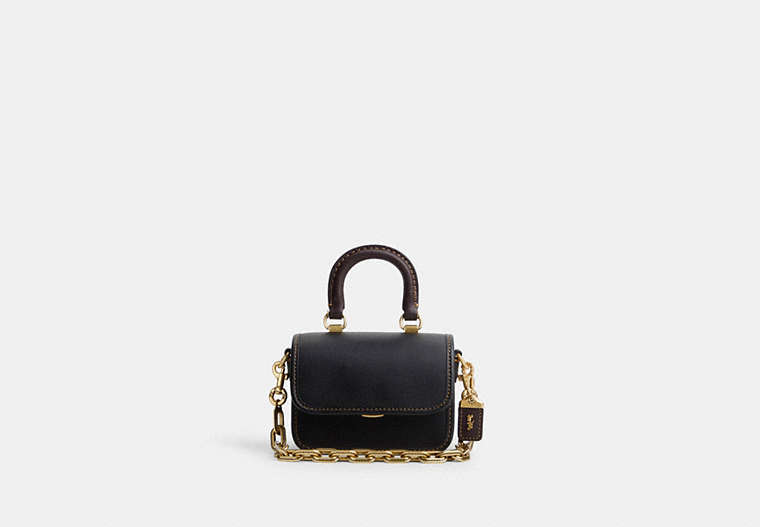 COACH®,ROGUE TOP HANDLE 12 IN COLORBLOCK,Glovetanned Leather,Brass/Black Multi,Front View image number 0