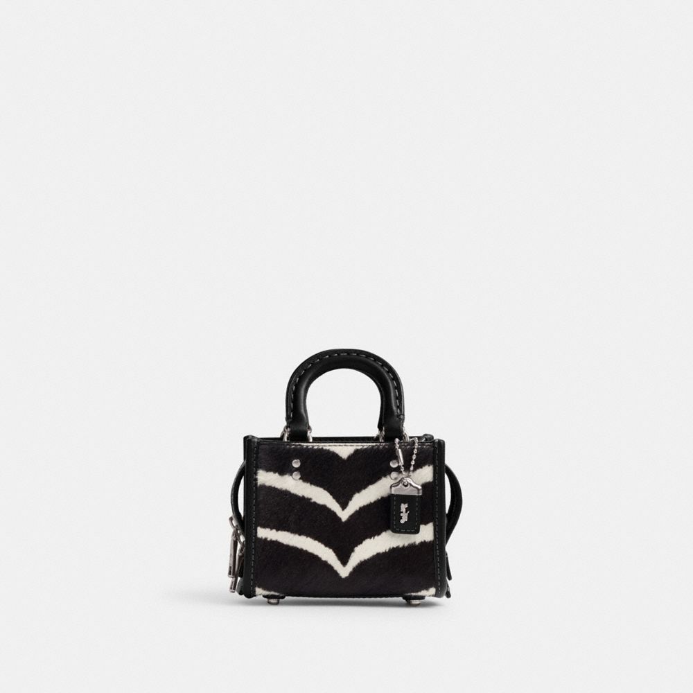 COACH®,ROGUE BAG 12 IN HAIRCALF WITH ZEBRA PRINT,Haircalf Leather,Mini,Silver/Zebra,Front View