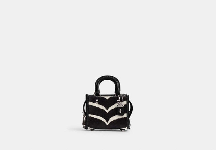 COACH®,ROGUE 12 IN HAIRCALF WITH ZEBRA PRINT,Haircalf Leather,Mini,Silver/Zebra,Front View