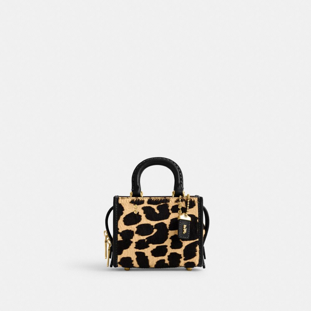 COACH®,ROGUE BAG 12 IN HAIRCALF WITH LEOPARD PRINT,Haircalf Leather,Mini,Brass/Leopard,Front View