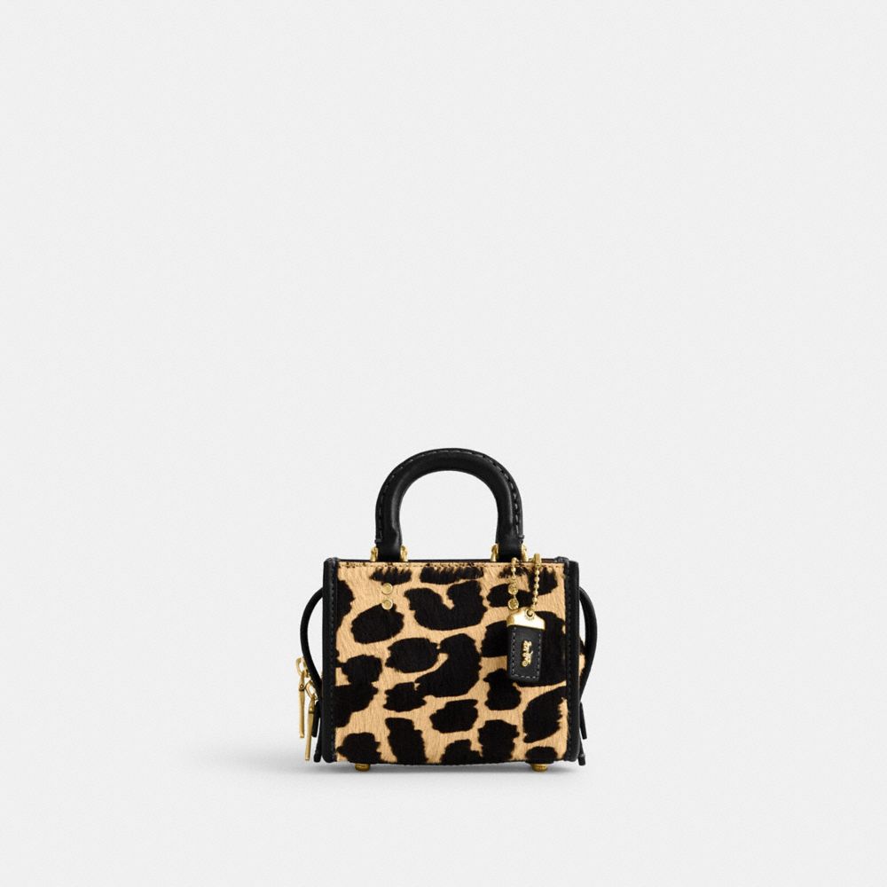 Coach Bolso Rogue 12 en piel de becerro con estampado de leopardo