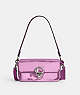 COACH®,STUDIO BAGUETTE BAG WITH SEQUINS,Calf Leather,Mini,Silver/Dark Magenta,Front View