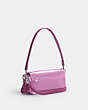 COACH®,STUDIO BAGUETTE BAG WITH SEQUINS,Calf Leather,Mini,Silver/Dark Magenta,Angle View