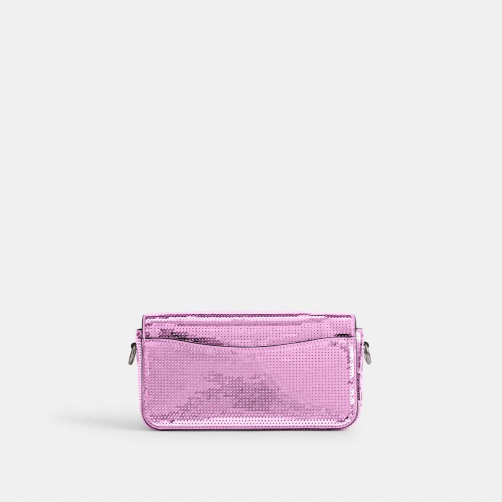 COACH®,Studio Bag 20 With Sequins,Leather,Shoulder Bag,Logo,Metal,Embellished,Sequin,Pen Holder,Silver Metal,Day Party,Pink,Back View