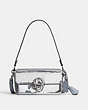COACH®,STUDIO BAGUETTE BAG WITH SEQUINS,Calf Leather,Silver/Silver,Front View