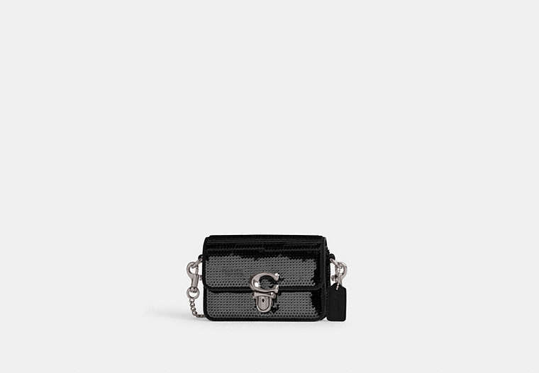 COACH®,STUDIO 12 WITH SEQUINS,Calf Leather,Mini,Silver/Black,Front View