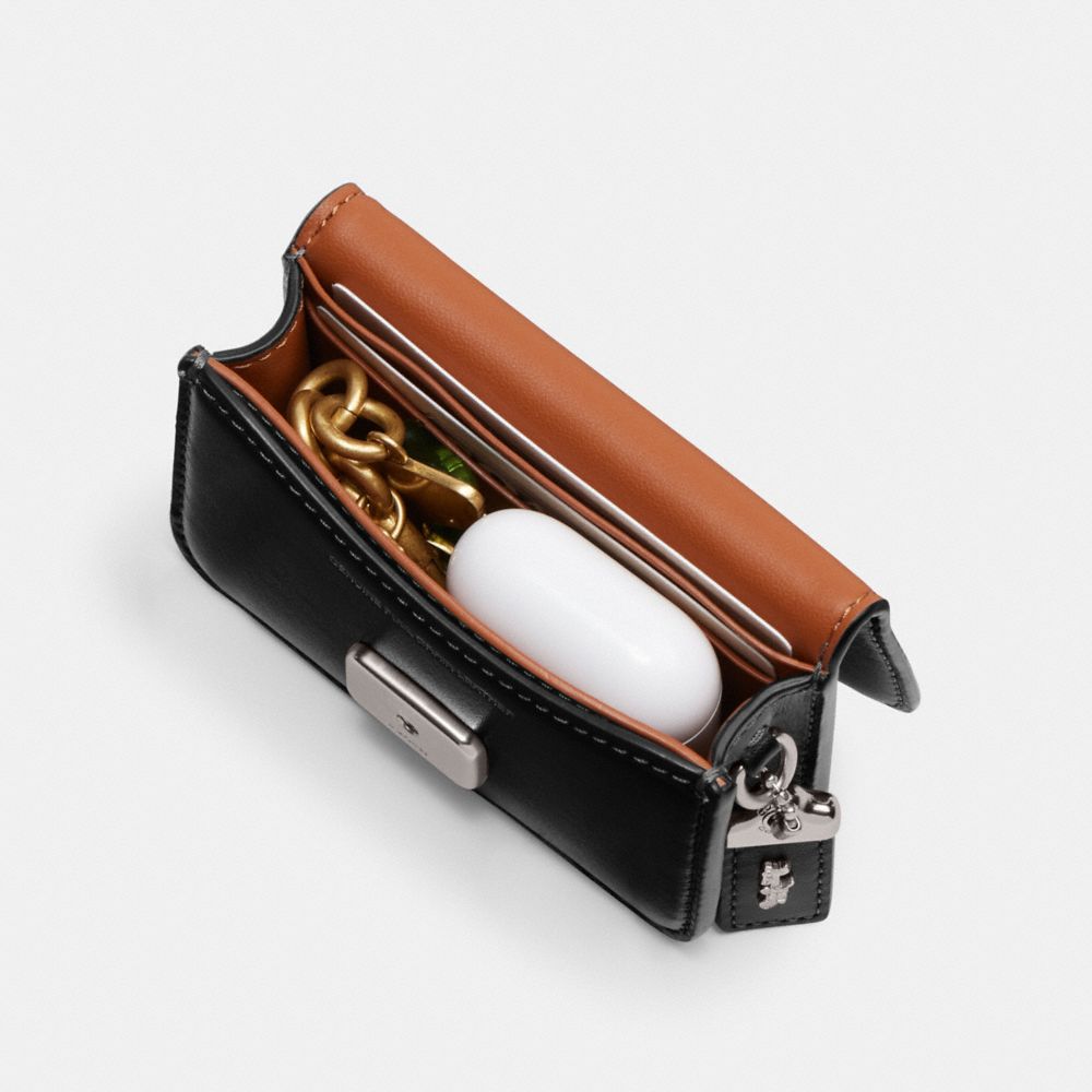 COACH®,Bandit Card Case Belt Bag,Leather,Belt Bag,Metal,Logo,Adjustable,Gold Metal,Casual,Beige,Inside View, Top View
