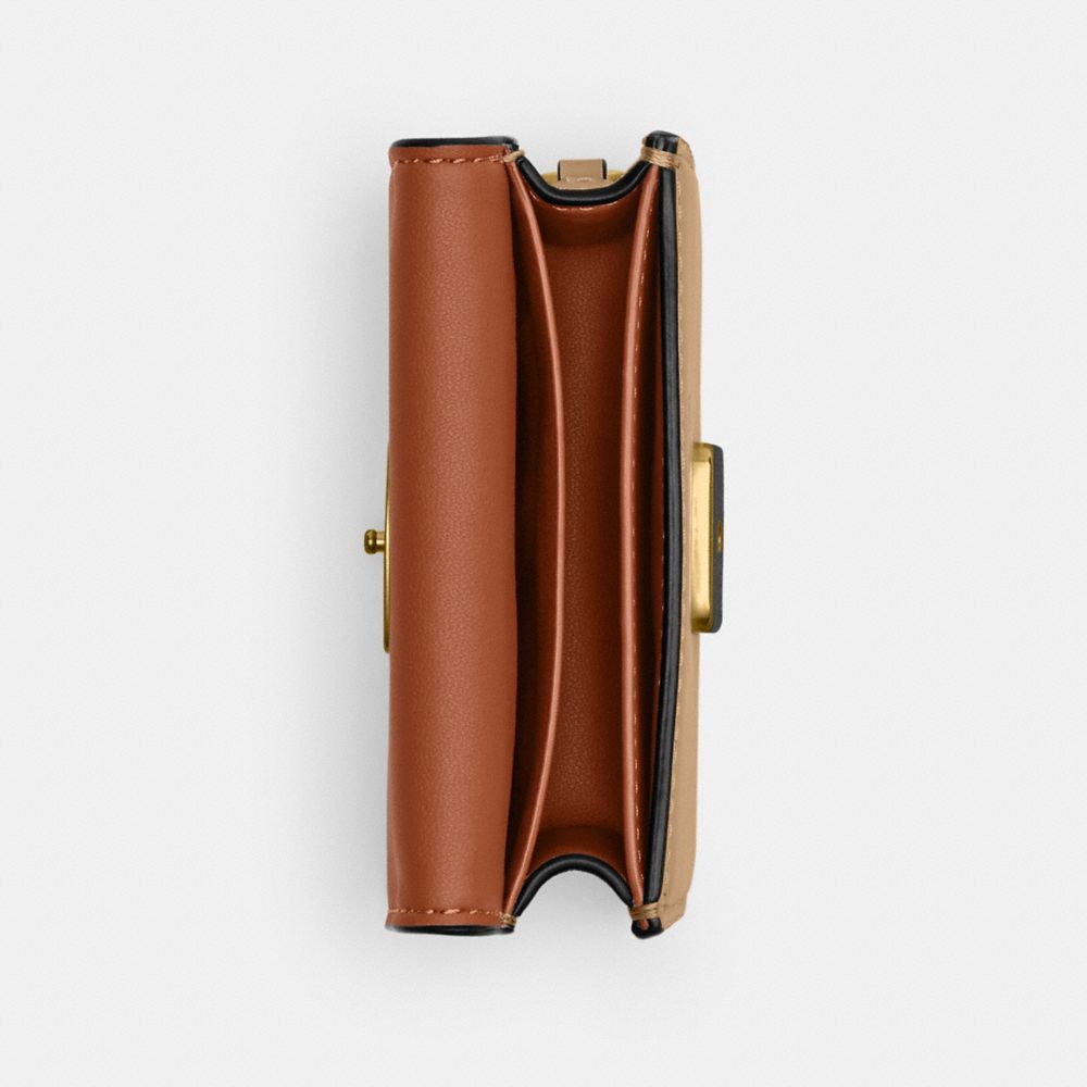COACH®,Bandit Card Case Belt Bag,Leather,Belt Bag,Metal,Logo,Adjustable,Gold Metal,Casual,Beige,Inside View,Top View