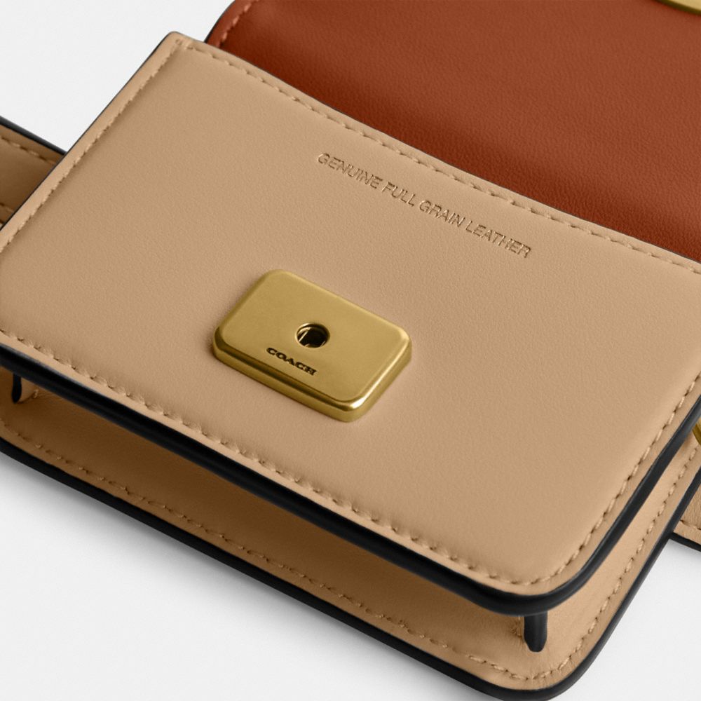 COACH®,Bandit Card Case Belt Bag,Leather,Belt Bag,Metal,Logo,Adjustable,Gold Metal,Casual,Beige,Closer View