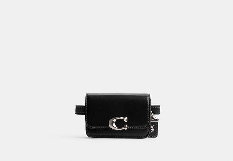 COACH®,BANDIT CARD CASE BELT BAG,Leather,Silver/Black,Front View image number 0