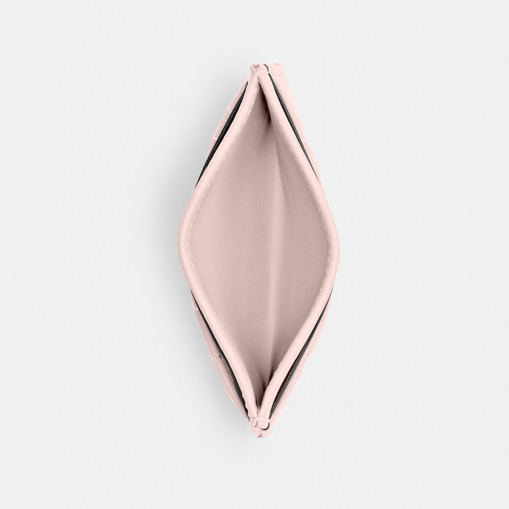 COACH®,PORTE-CARTES ESSENTIEL AVEC MATELASSAGE PILLOW,Cuir lisse,Laiton/Rose fard,Inside View,Top View