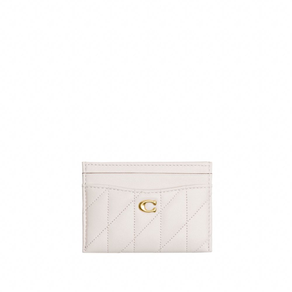 COACH®,Essential Card Case With Pillow Quilting,Leather,Card Case,Logo,Metal,Casual,White,Front View