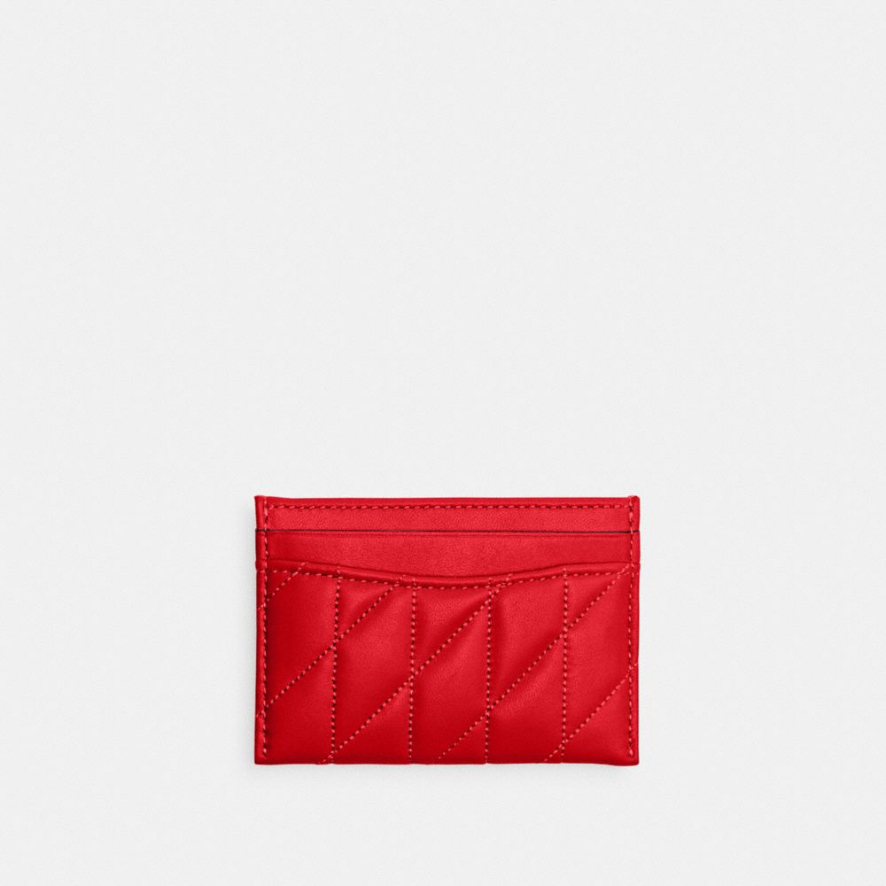 COACH®,PORTE-CARTES ESSENTIEL AVEC MATELASSAGE PILLOW,Cuir lisse,Laiton/Pomme d’amour,Back View