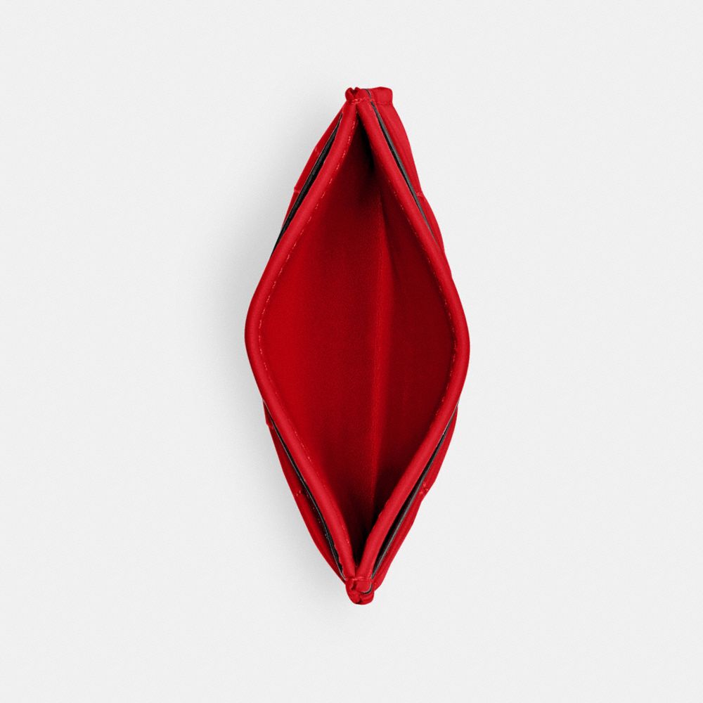 COACH®,PORTE-CARTES ESSENTIEL AVEC MATELASSAGE PILLOW,Cuir lisse,Laiton/Pomme d’amour,Inside View,Top View